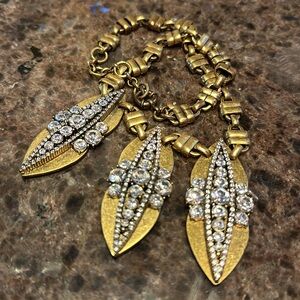 J Crew Necklace Rhinestone Gold Metal Vintage